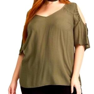 Torrid Green Cold Shoulder Tunic Top